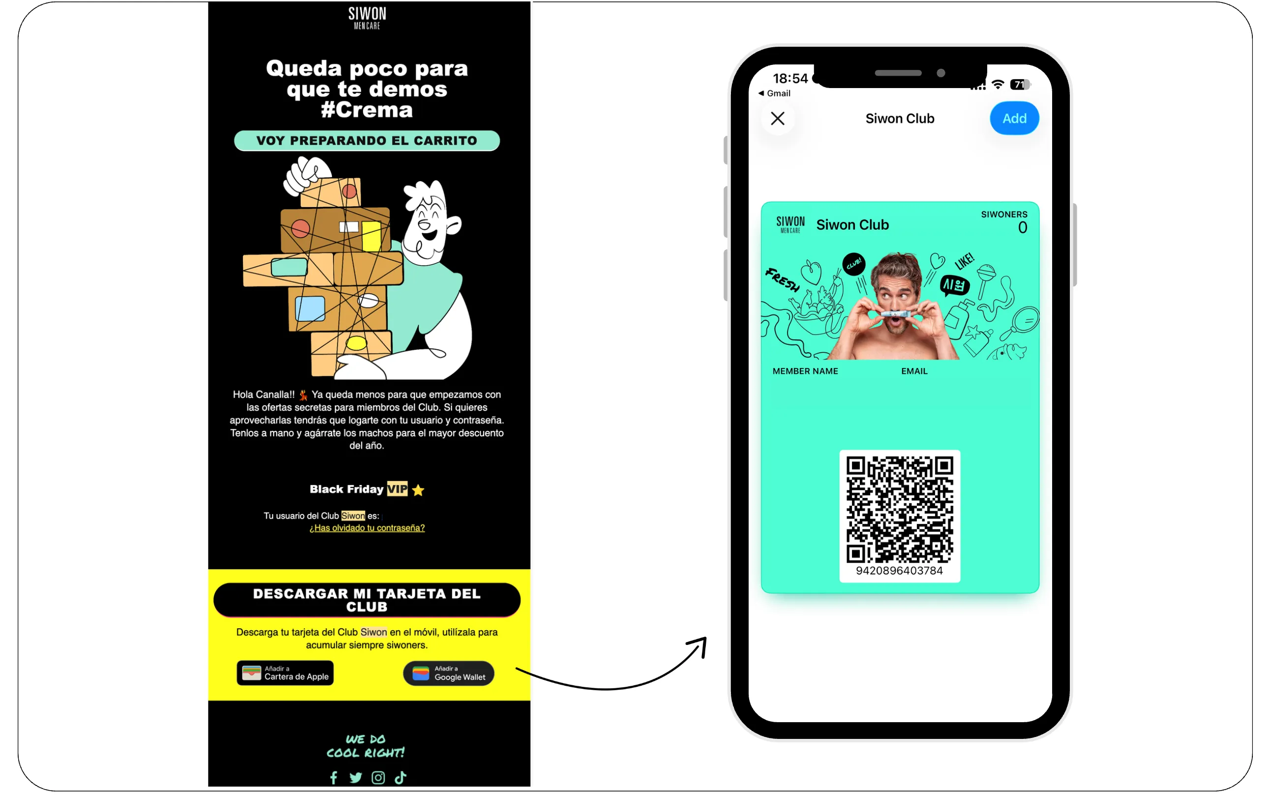 Campaña de email de Klaviyo para descarga de tarjeta
