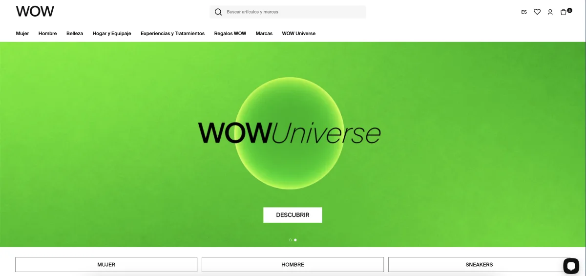 Startseiten-Hero von WOW Concept mit dem Treueprogramm WOW Universe