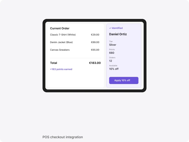 Integrazione POS al checkout con scansione pass wallet per fedeltà retail