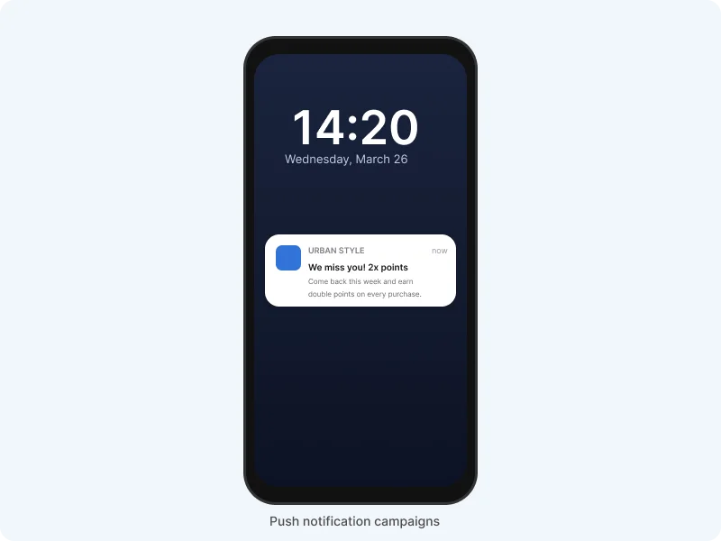 Notificación push de recuperación para reactivar cliente inactivo
